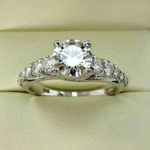 2.50 Ct Round Cut Moissanite Engagement Wedding Ring 925 Sterling Silver - Picture 1 of 5