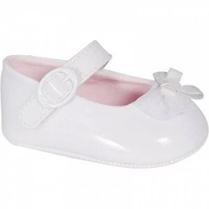 Zapatos de skimmer con arco Baby Deer blancos patentados talla 0 1 2 3 - Imagen 1 de 1