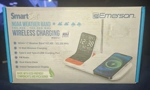 Emerson SmartSet Weather Band Dual Alarm Clock Radio, 15W Wireless Charging - Picture 1 of 4