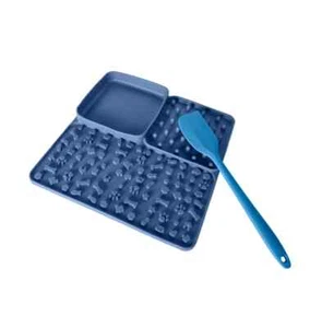 Tappetino Leccare Animali Domestici Pad per Silicone per Dolci (con Spatola) - Blu - Foto 1 di 5