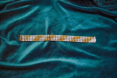 Pulsera Tenis 4 Filas Diamante Natural Amarillo y Blanco Oro 10k Foto 1 de 4