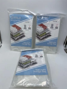 Set of 3 Felji Large Clear Plastic Vacuum Packing Storage Bags Each 47”x39” - Picture 1 of 3