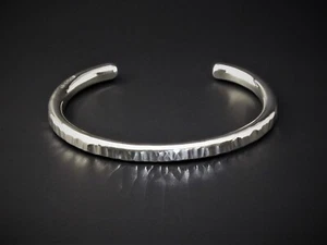 Men's "Hammered" Solid Sterling Silver Men's Torque Men's Bangle, Mens Bracelet, - Picture 1 of 12