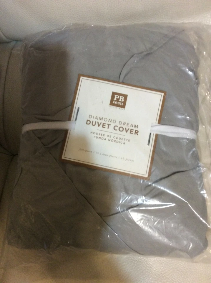 Funda nórdica Pottery Barn Teen Diamond Dream completa/queen gris claro ¡NUEVA CON ETIQUETAS! F/Q Foto 1 de 1