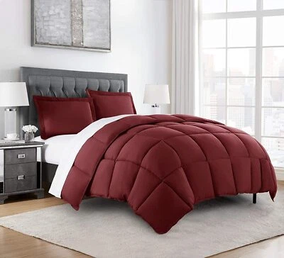 Chezmoi Collection 3-Piece Burgundy Ultra Soft Down Alternative Comforter Set - Image 1 of 4