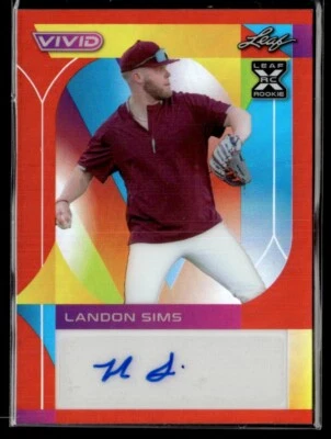 2022 Leaf Vivid Red #BA-LS1 Landon Sims 21/35  BB01R02A - Image 1 of 2