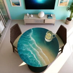 30" Ozean Welle Harz Tisch Handarbeit Rund Epoxid Strand Tischplatte Kunst Wohndeko - Bild 1 von 9
