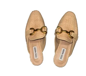 Steve Madden Fortunate Raffia Tan/Brown/Beige Mule/Flat/Shoe sz 6.5M - Picture 1 of 4