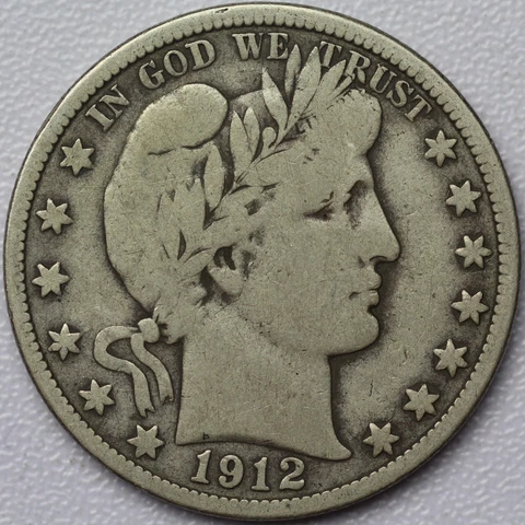 1912-D 50c Barber Half Dollar - Choice Very Good Cover