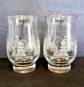 Libbey Arby's Winter Scene Glass Tumblers Set of 2 Glasses Seasonal Christmas - Picture 1 of 5