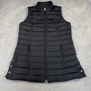 J Jill Daunen gefütterte Weste Longline Damen kleiner durchgehender Reißverschluss schwarz Tunika Gans - Bild 1 von 8