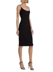 Versace Made In Italy Black Ribbed Sleeveless Dress Size 44 - Picture 1 of 7