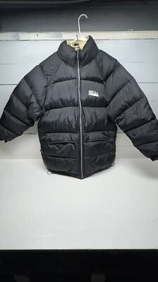 First Down USA  Down Puffer XL Jacket Black Beige Winter Coat Reversible VTG - Image 1 of 4