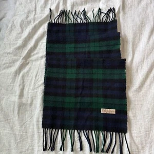 Bufanda clásica de tartán verde y azul 100 % cachemir hecha en Inglaterra - Imagen 1 de 9