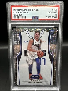 Camiseta deportiva 2018 Panini Threads LUKA DONCIC Dazzle White Rookie #101 PSA 10 RC - Imagen 1 de 2