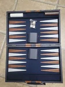 Deluxe Backgammon Set 15" Klassisches Brettspiel Kunstleder Etui Filz Innen - Bild 1 von 5