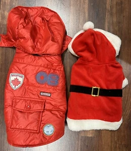 Old Navy Dog XS Dog Red Puffer Coat And Brand New Dog Small Santa Suit - Picture 1 of 5