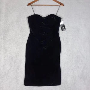 Carmen Marc Valvo Dress Women's 4 Black Velvet Strapless Sweetheart Cocktail NWT - Picture 1 of 19