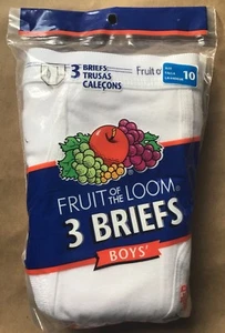 Vintage Fruit of the Loom Briefs Underwear FTL Youth Size 10 Package of 3 New - Picture 1 of 3