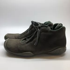 Prada Logo Stiefeletten Kampfschuhe Herren Größe 9 US Grün Wildleder Mittelhoch Vintage - Bild 1 von 17