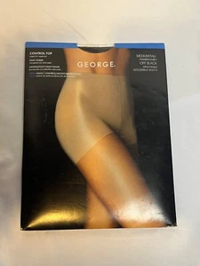 George Control Top Medium/Tall Off Black 4818 Silky Sheer Sandalfoot - Picture 1 of 6