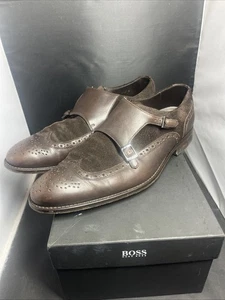 Zapatos de Vestir Hugo Boss Doble Hebilla Correa Marrón Oscuro Talla 10 - Imagen 1 de 8
