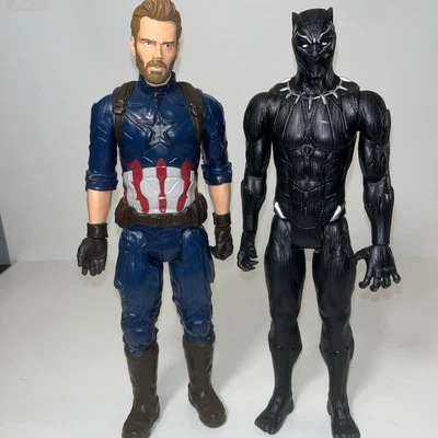 Lote de bonecos de ação Marvel 12" Pantera Negra Capitão América Hero Toys - Imagem 1 de 4