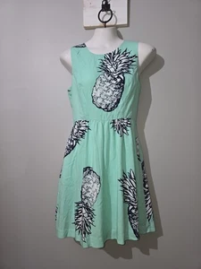 Beautiful Women's Teal Crown & Ivy Pineapple Dress Size 8 Petite - Picture 1 of 7