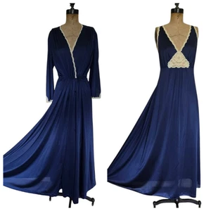 Conjunto de camisón de nailon Heiress Peignoir vintage para mujer talla M L azul 2 piezas - Imagen 1 de 18