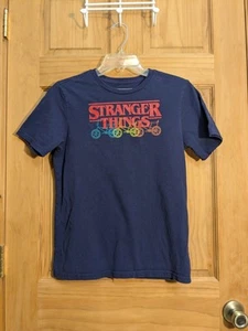 Stranger Things Netflix Show Boys XL (14/16) Blue Graphic Tshirt Bikes Retro  - Picture 1 of 6