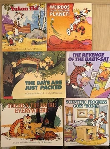 Lot of 6 CALVIN and HOBBES 1980-90's Comic Strip Collection Books Bill Watterson - Picture 1 of 2