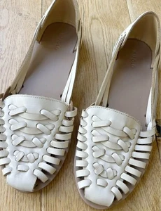 Nisolo Huarache Woven Sandals Leather Almond Brown Sz 8 Women's - Picture 1 of 10