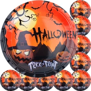 HALLOWEEN TELLER KLEINE TELLER 10PCS WEGWERFPAPIER KÜRBISSE GRUSELIGE PARTY - Bild 1 von 8