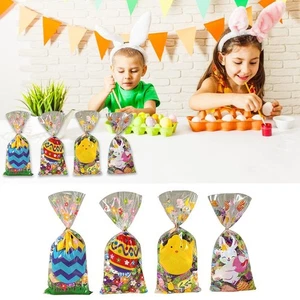50PCs Cartoon Bunny Eggs Gift Bag Plastic Snack Packaging Bags Party Supplies - Picture 1 of 12
