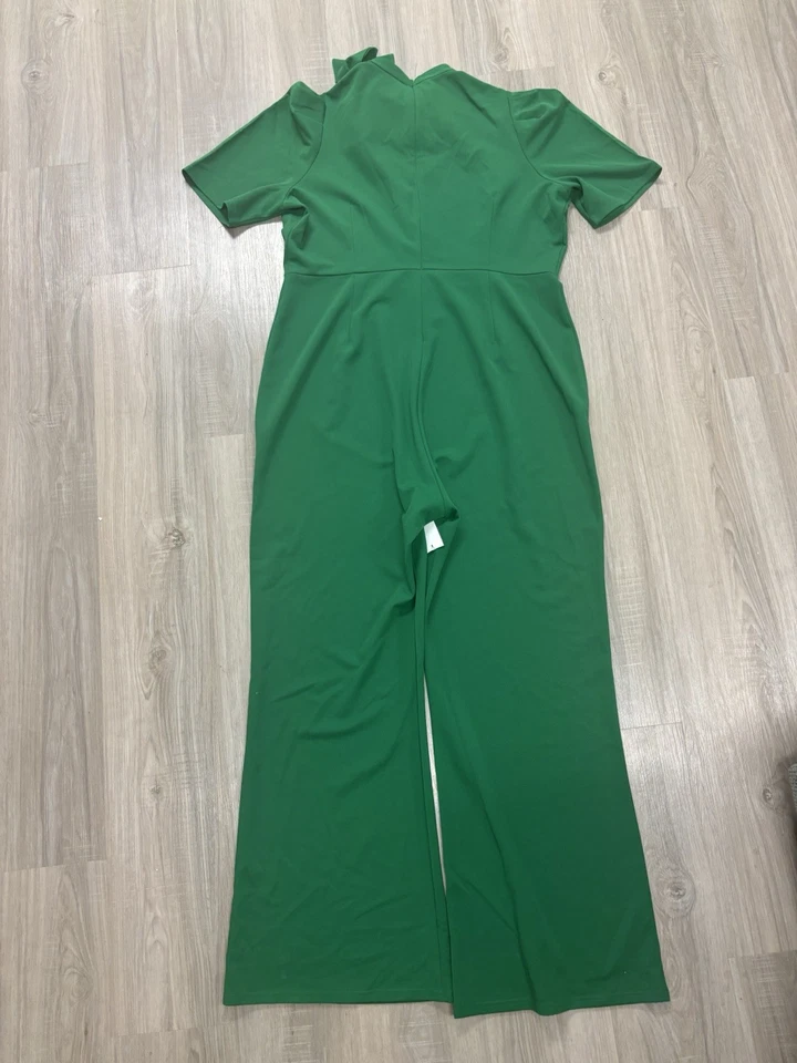 Pantalones Mameluco Para Mujer Grandes Verde Lazo Manga Corta Cremallera Clásicos 1X Foto 1 de 3