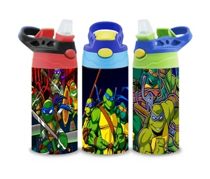 TMNT Tortugas Ninja 12 OZ TAPA ABATIBLE ACERO INOXIDABLE VASO TAZA - Imagen 1 de 28