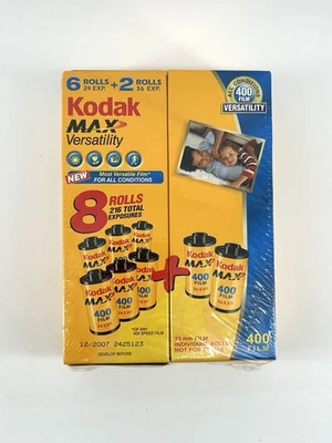 NOS Kodak Max Film 400 Speed 35mm Camera 8 Rolls, 216 Exposures Expires 12/2007 - Image 1 of 4