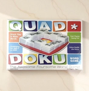 QUAD DOKU The Word Game Crossword Puzzle Family Board Game Ages 8+ Complete Fun - Picture 1 of 4