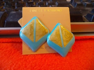 VINTAGE OHRSTECKER ~ METALL/EMAILLIERT BLAU & GOLD - Bild 1 von 2