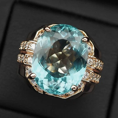 Anillos hechos a mano aterciopelados de plata de ley 925 de 17,70 quilates aguamarina azul ártico ovalados Foto 1 de 4