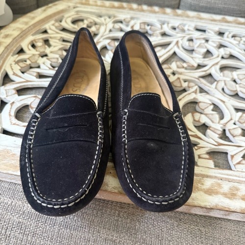 Mocassini mocassini da guida Tod’s neri in pelle scamosciata scarpe donna 37 5