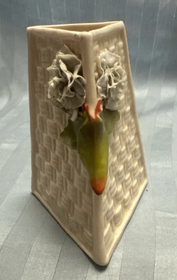 Викторианская антикварная фарфоровая корзина ваза для рассады с нанесенными розами - Изображение 1 из 4