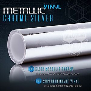 Silver Chrome Mirror Vinyl Wrap Film Sticker Decal Bubble Free Air Release