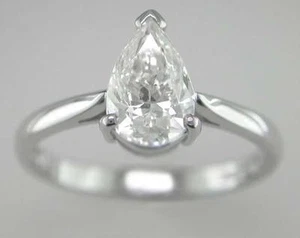 Diamond Pear Shape Solitiare Ring 1.50ct Certificated H VS2 VG 18ct White Gold - Picture 1 of 1