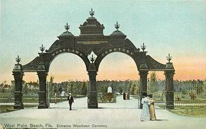 Postal vintage West Palm Beach FL entrada al cementerio de césped forestal - Imagen 1 de 2