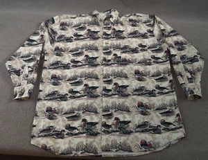 Michael Austin Rugged Wear L/S Hunting Button Shirt Mens XL Grassy Field Ducks - Picture 1 of 12