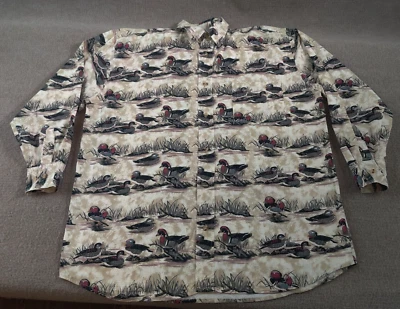 Michael Austin Rugged Wear L/S Hunting Button Shirt Mens XL Grassy Field Ducks - Image 1 of 4