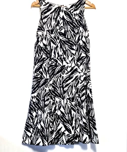 Wallis Size 12 Cotton Lined Black And White Print Summer Skater Dress - Picture 1 of 16