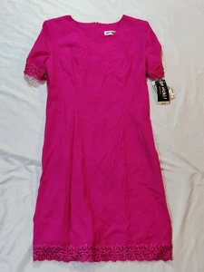 Vintage 90s 80s Go Vicki Women 10 Pink Short Sleeve A-Line Dress NWT K3062 - Picture 1 of 11