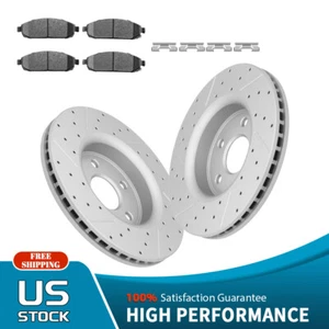 Rotor de freno delantero perforado para 2006-2010 Commander Grand Cherokee + pastillas de cerámica - Imagen 1 de 11